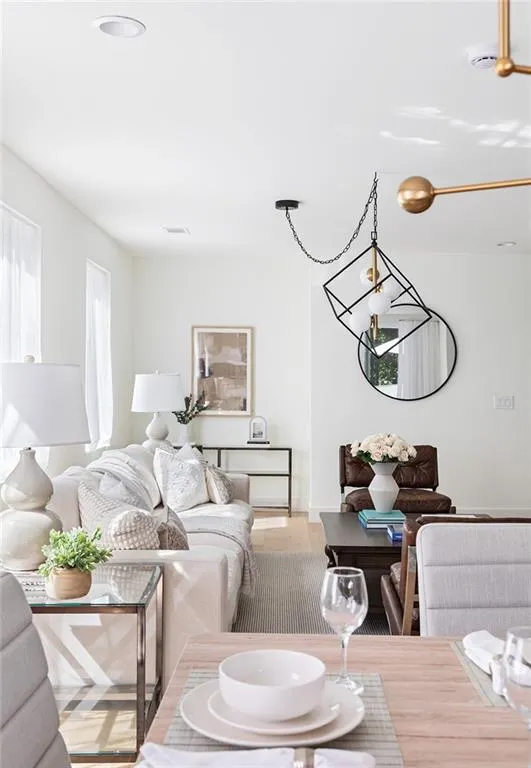 Living room with wood finished floors