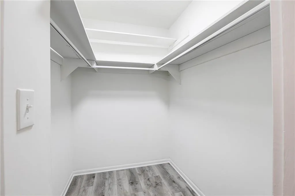 Spacious closet featuring light wood-style flooring