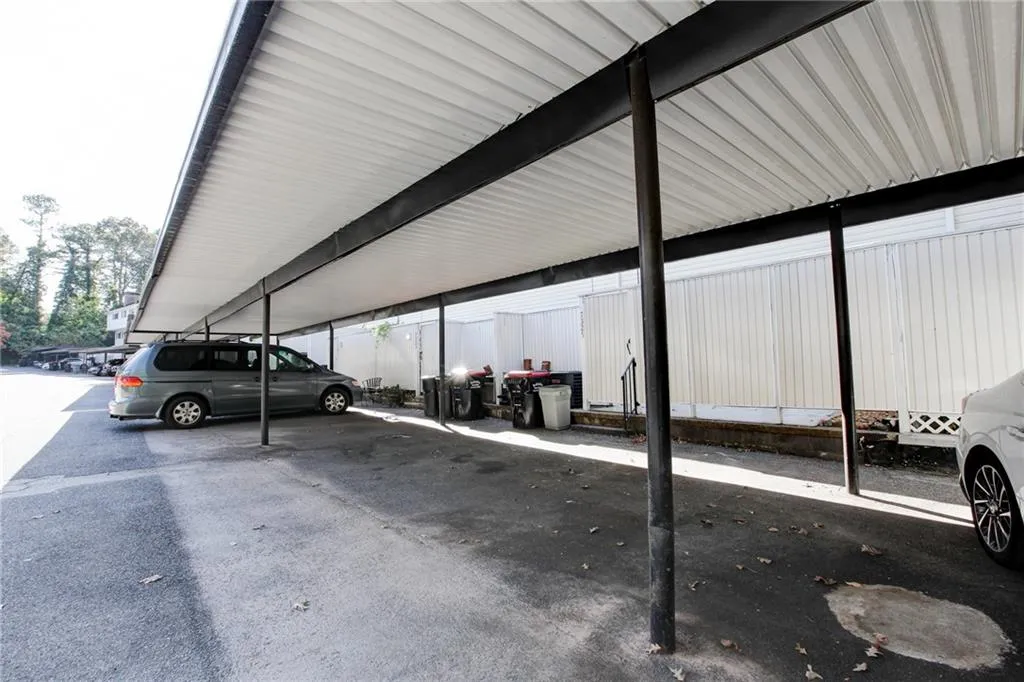 View of covered parking lot