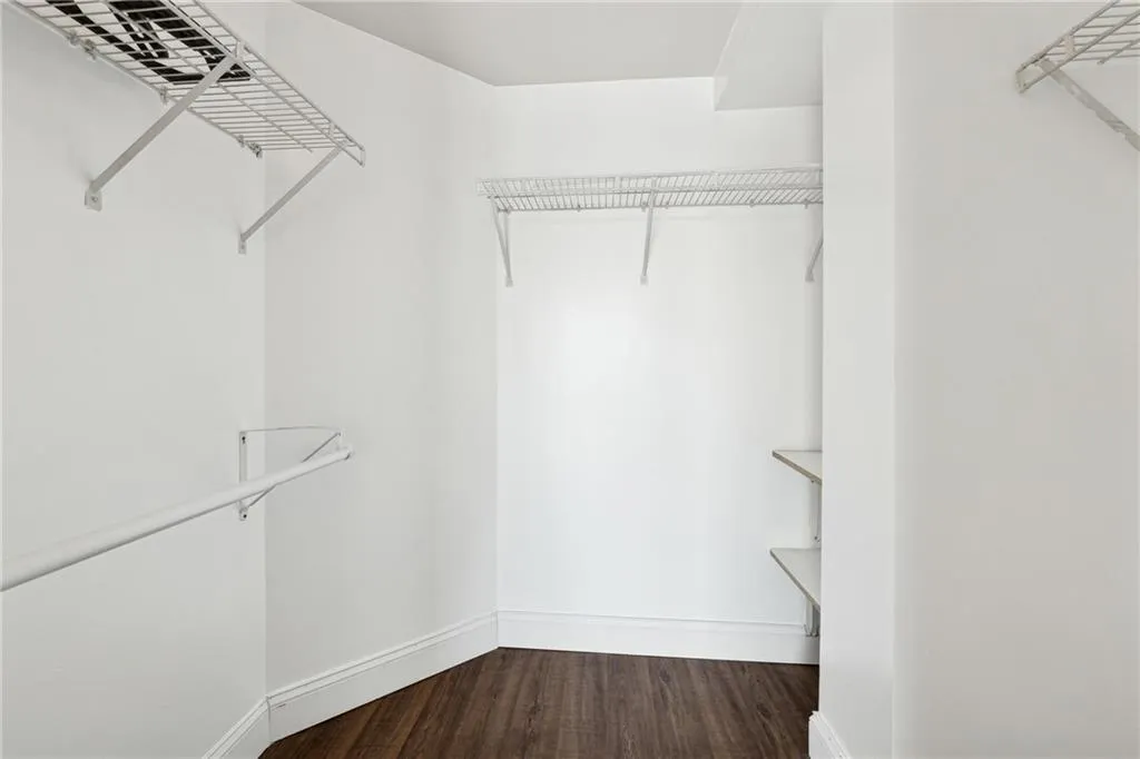 Walk in closet featuring dark hardwood / wood-style flooring