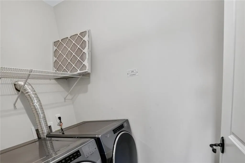 Laundry Room in HAll Full Size Side by Side Washer Dryer w Storage Laundry Room in HAll Full Size Side by Side Washer Dryer w Storage