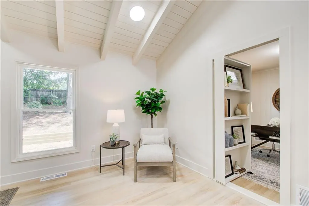 This bookshelf has a hidden surprise to make your own space. This could be an office, playroom or a bedroom. You decide.