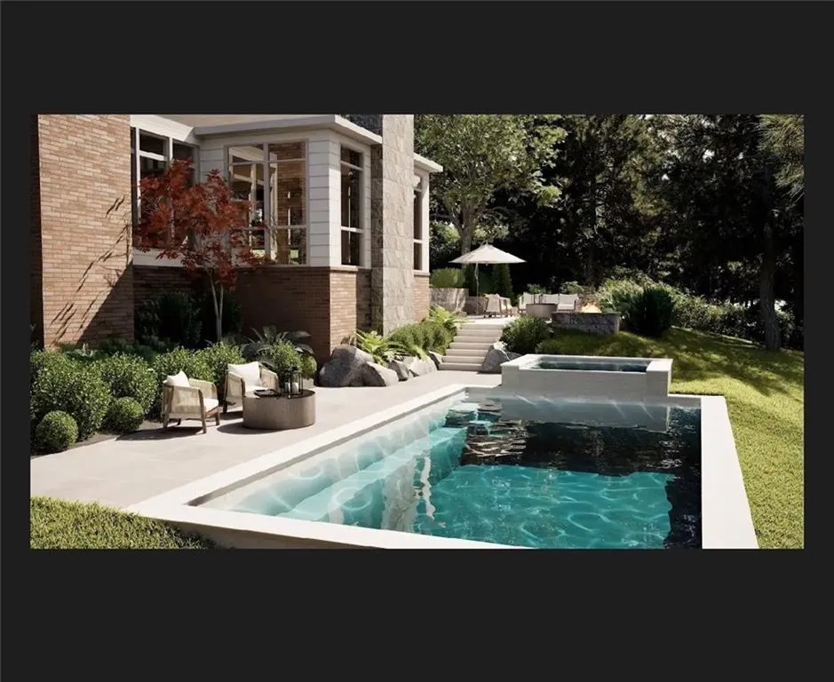 In-ground swimming pool with integrated spa