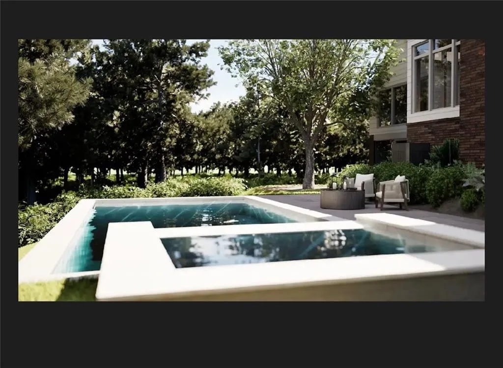 Contemporary tiered pool with light-colored coping