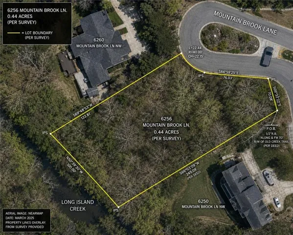 Survey Map. Illustrating the property boundaries and dimensions for 6256 Mountain Brook Ln