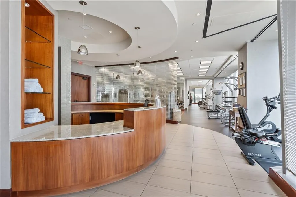 Reception with recessed lighting