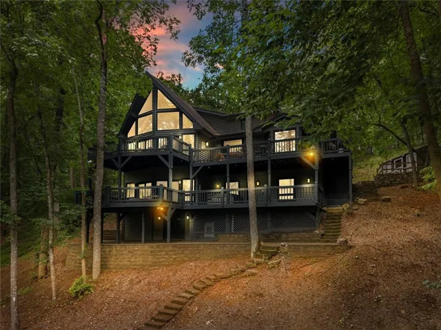 Twlight View of back of home along the Etowah River