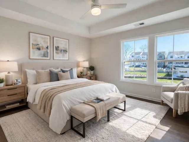 Tray ceiling with a ceiling fan