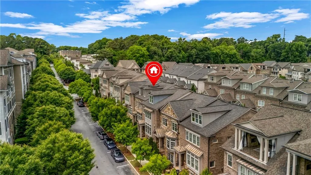 Aerial perspective of suburban area