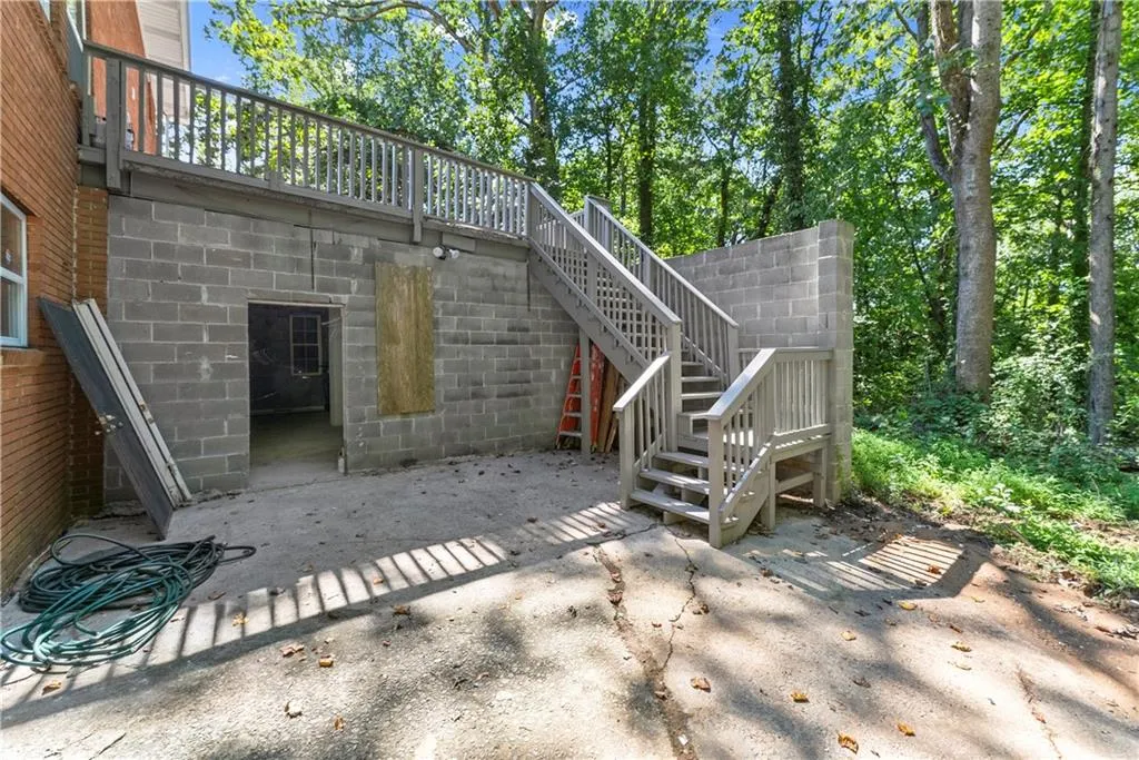 View of patio with stairway