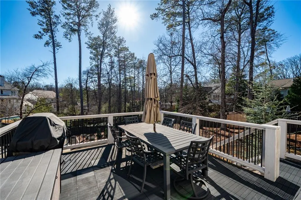 Deck off kitchen  overlooking back yard