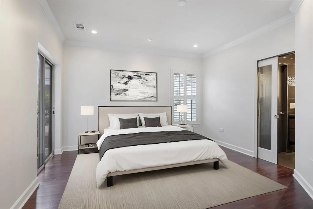 Virtually Staged: Bedroom w/walk-in closet + ensuite  bathroom...