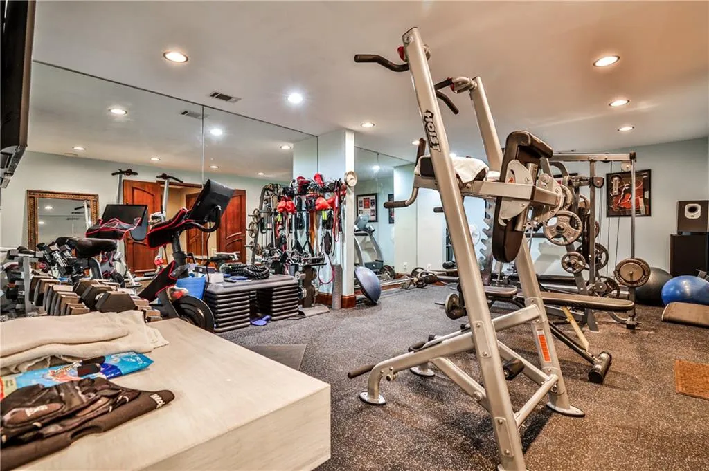 Gym/workout area on lower level.