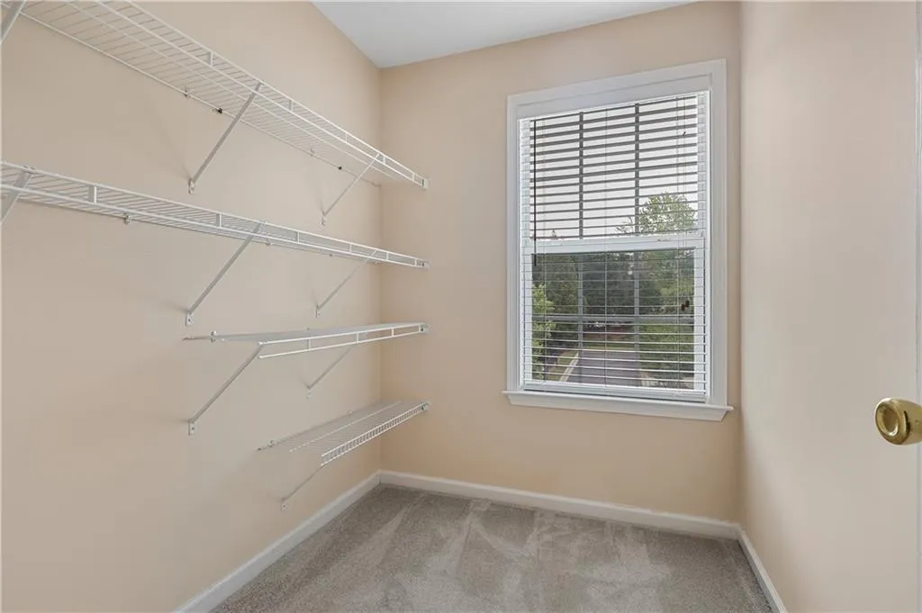 Spacious closet featuring carpet flooring