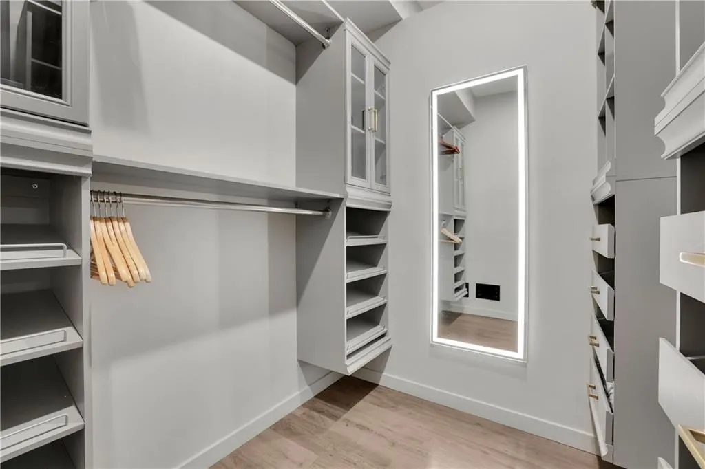 Spacious closet featuring light wood-type flooring