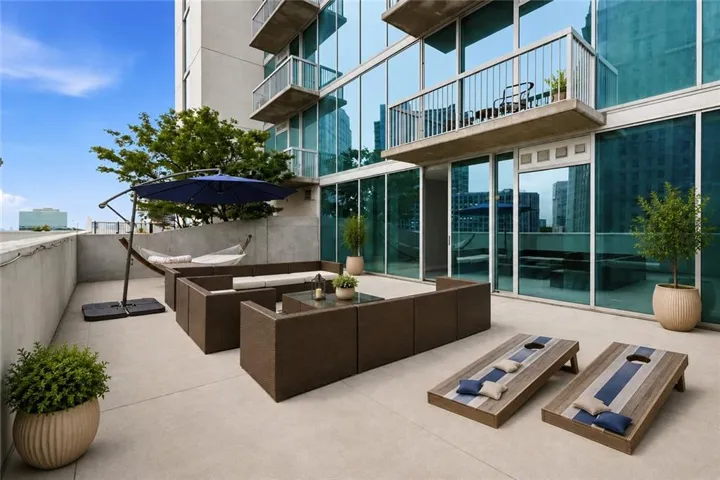 Rare opportunity to own the only 2 bedroom in Buckhead at REALM with 800sqft private terrace facing towards Atlanta and offering amazing views plus space to relax and enjoy the outdoors