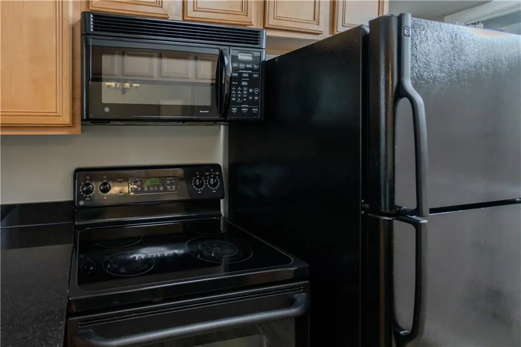 Kitchen with black appliances