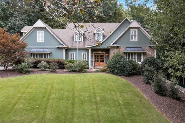 Stately Country Manor, lawn in spring