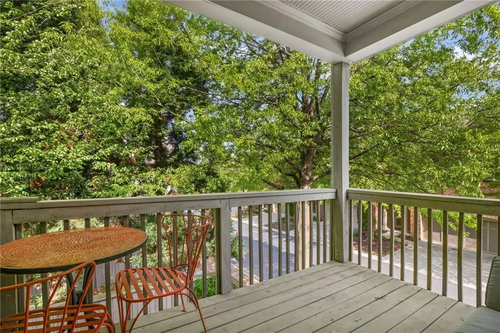 Wooden deck off primary with view