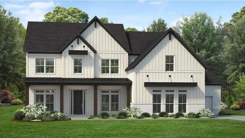 Exterior rendering. Garage will be on the left hand side.