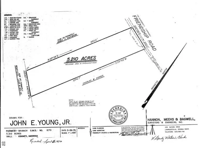 Survey Plat. Detailing the boundary lines, acreage, and adjacent roads for the property