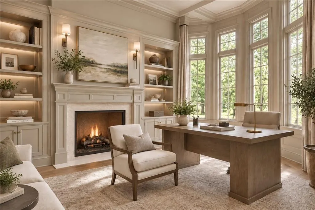 Virtually staged -- PAINTED WALLS, CHANGED MANTLE SURROUND AND CHANGED LIGHTING. Furnishings and decor are digitally rendered