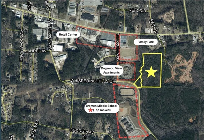 Site Map. Outlining the property's boundaries and surrounding features
