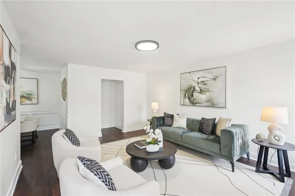 Living room with wood finished floors