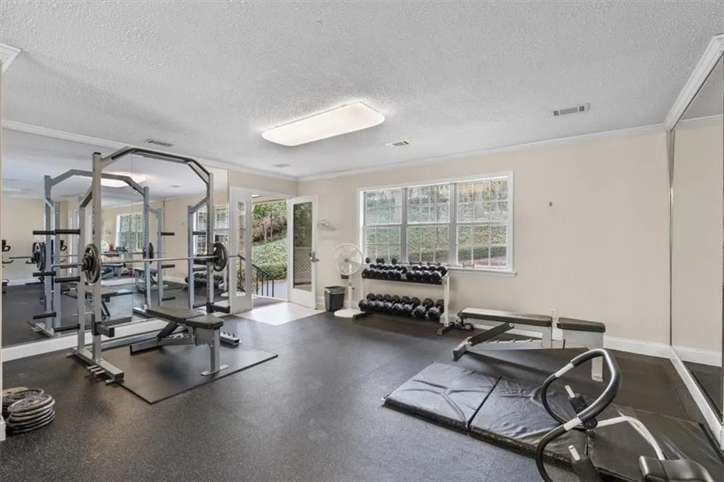 Workout area with natural lighting