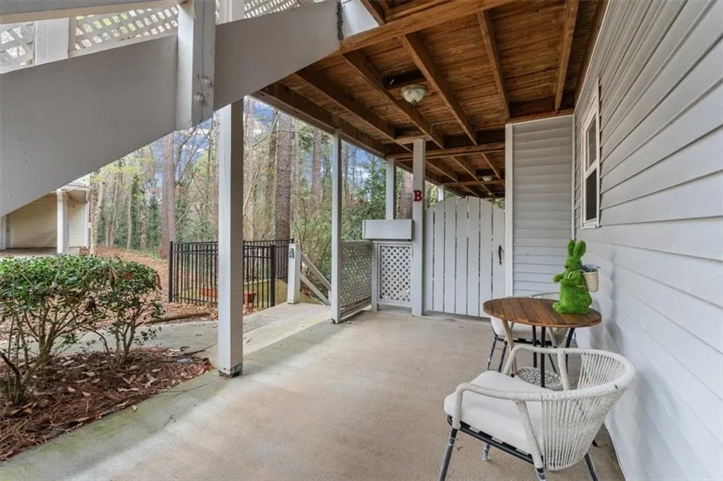 View of covered entrance patio