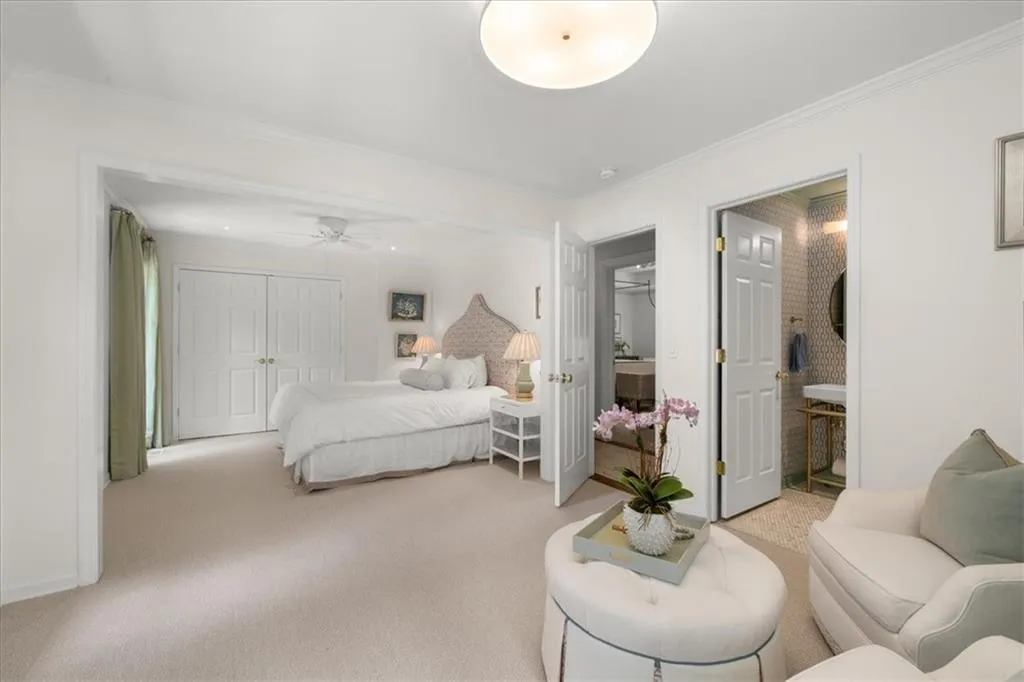 This bedroom was once two bedrooms and could be converted back to two bedrooms very easily. This homeowner preferred this large guest space with en-suite bath.