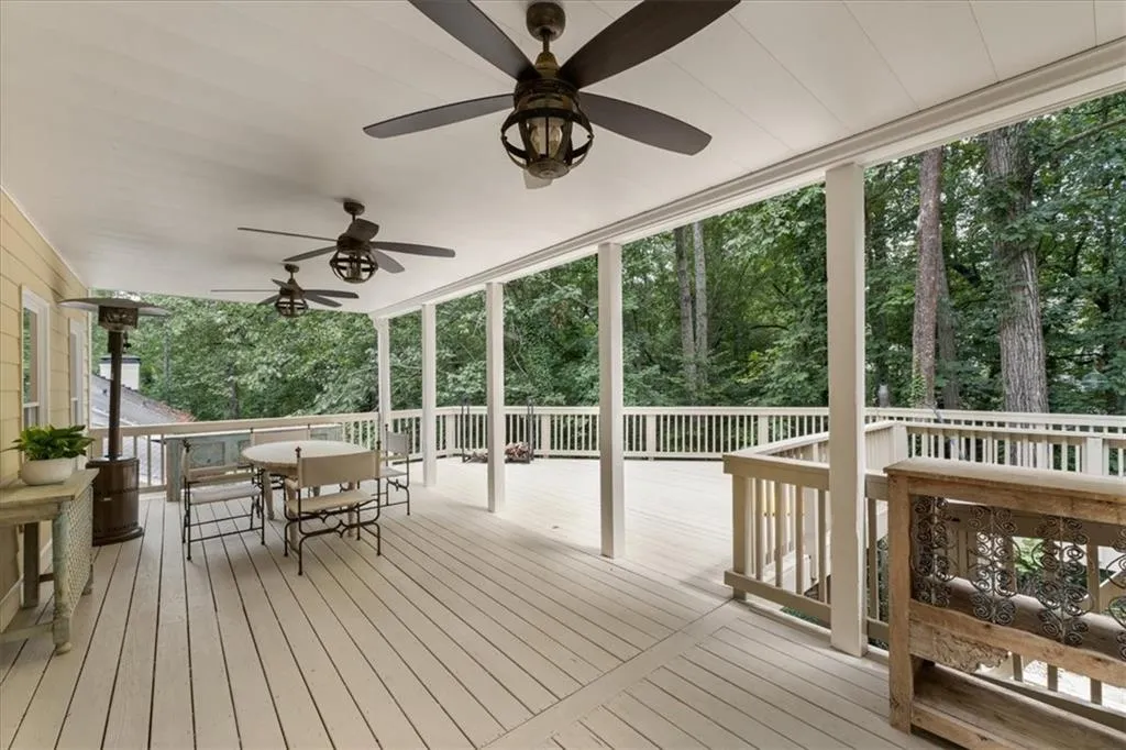 Covered area of deck off terrace level.
