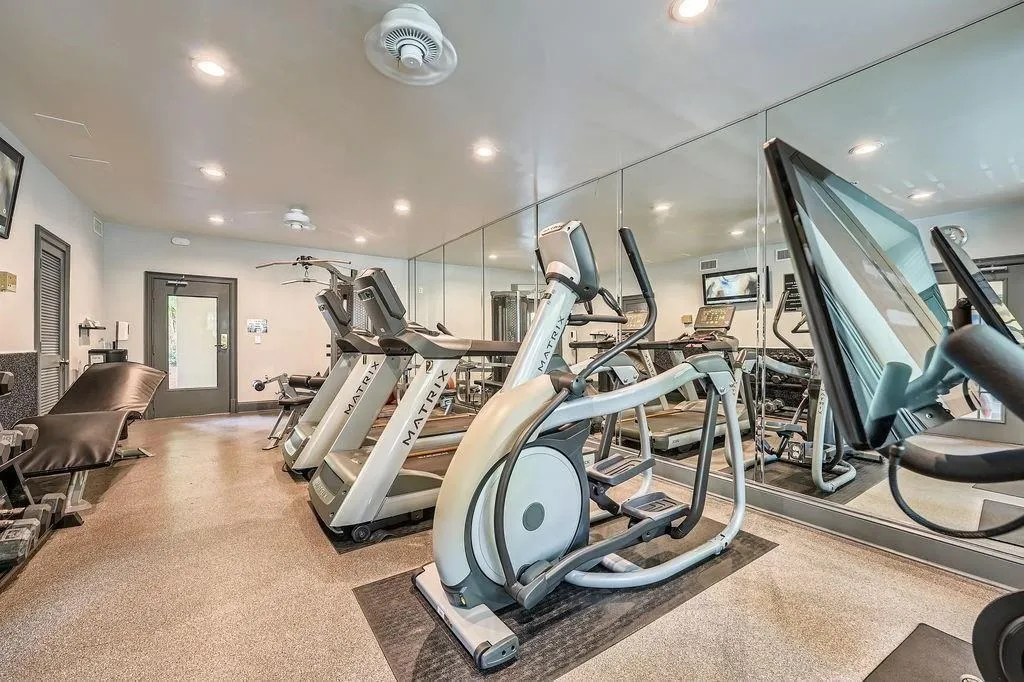Gym featuring recessed lighting