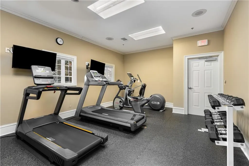 The Fitness Center is located below the Clubroom on the Concierge level.