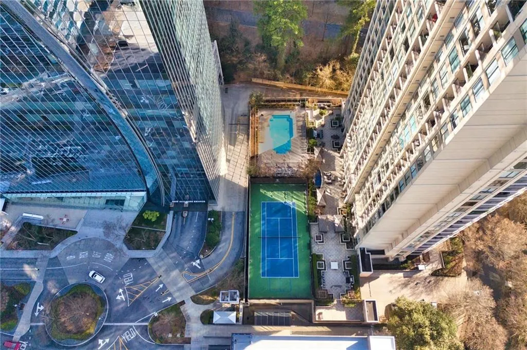 Aerial view of a pool area