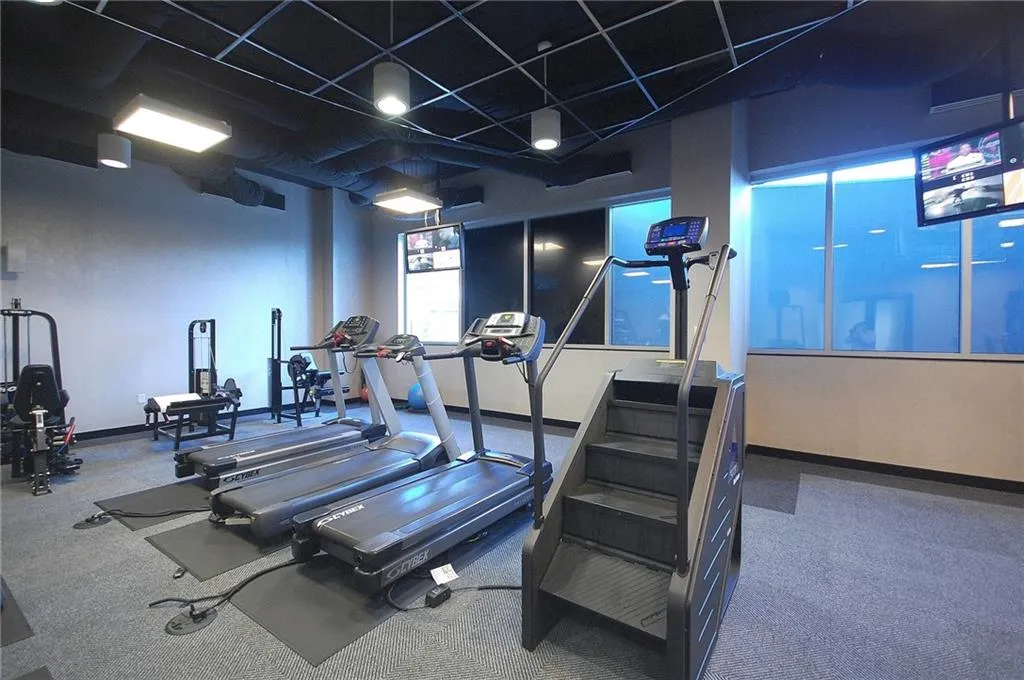 Gym with carpet flooring