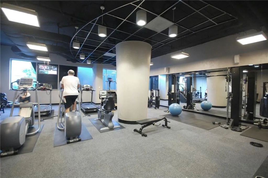 Gym featuring carpet floors