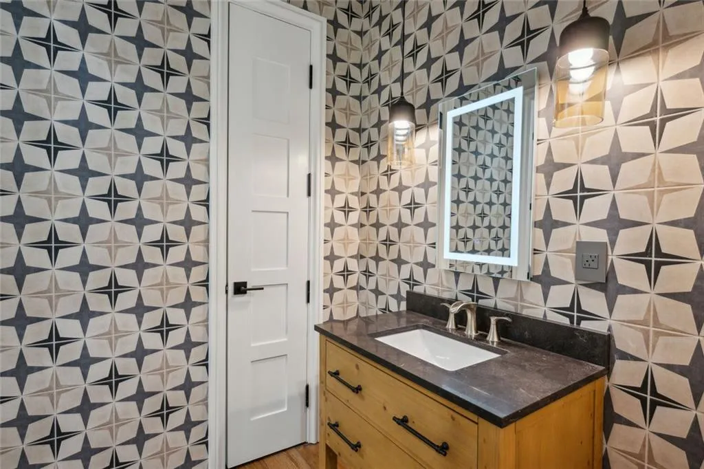 Powder room in basement