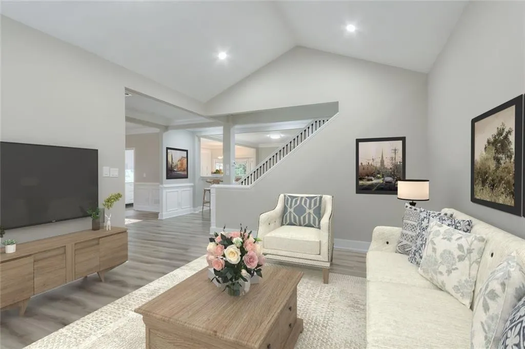 Vaulted Living Room - Virtually Staged