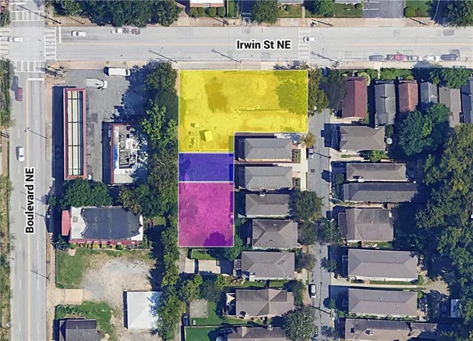 Aerial view showcasing the property and surrounding structures.