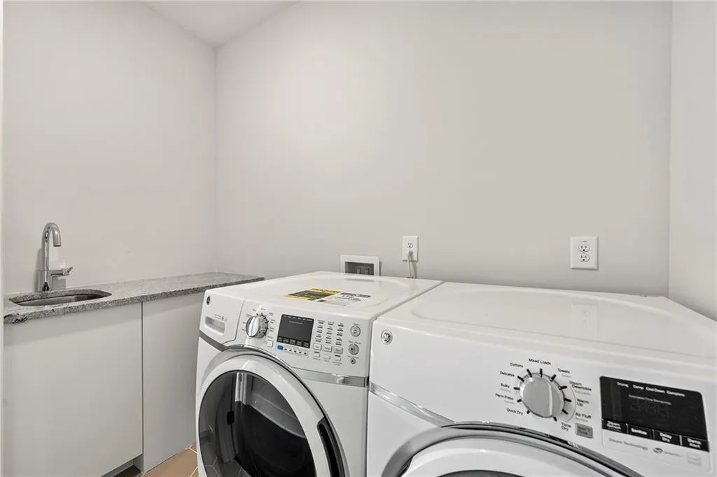 Washroom with separate washer and dryer