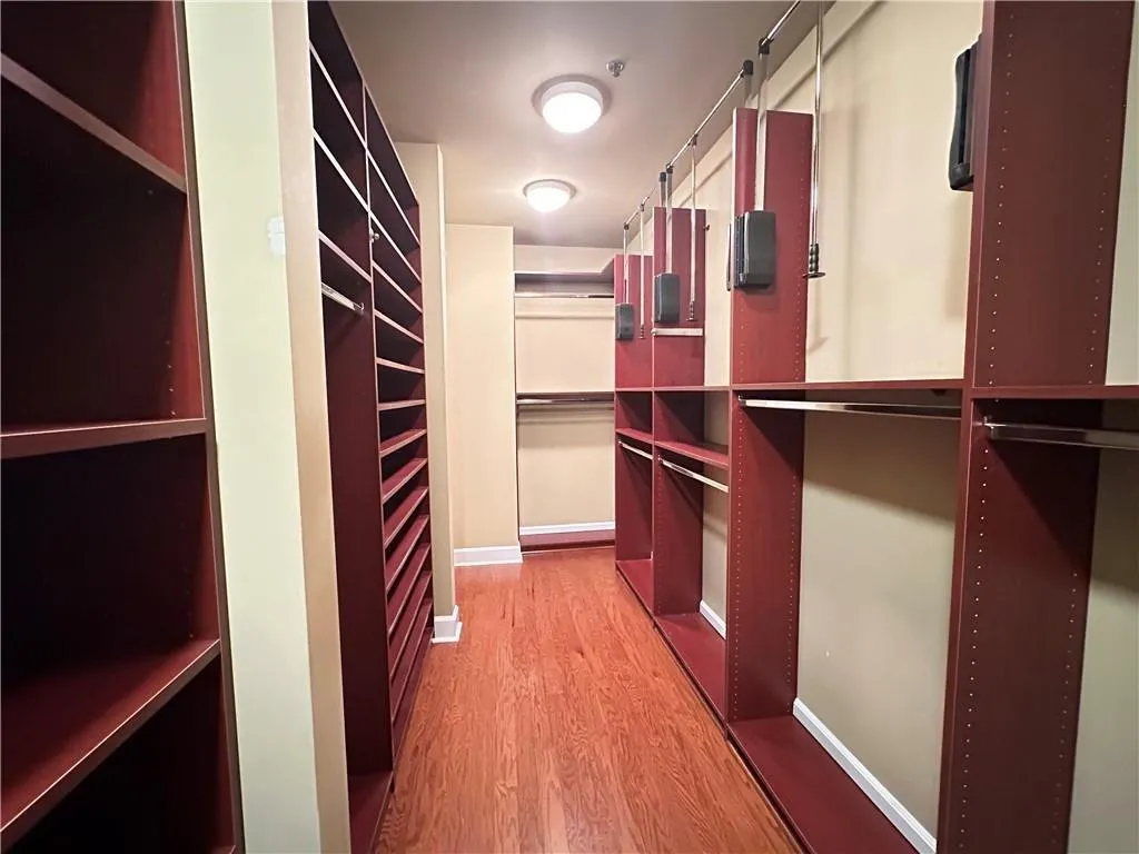 Walk in closet featuring light wood-style flooring