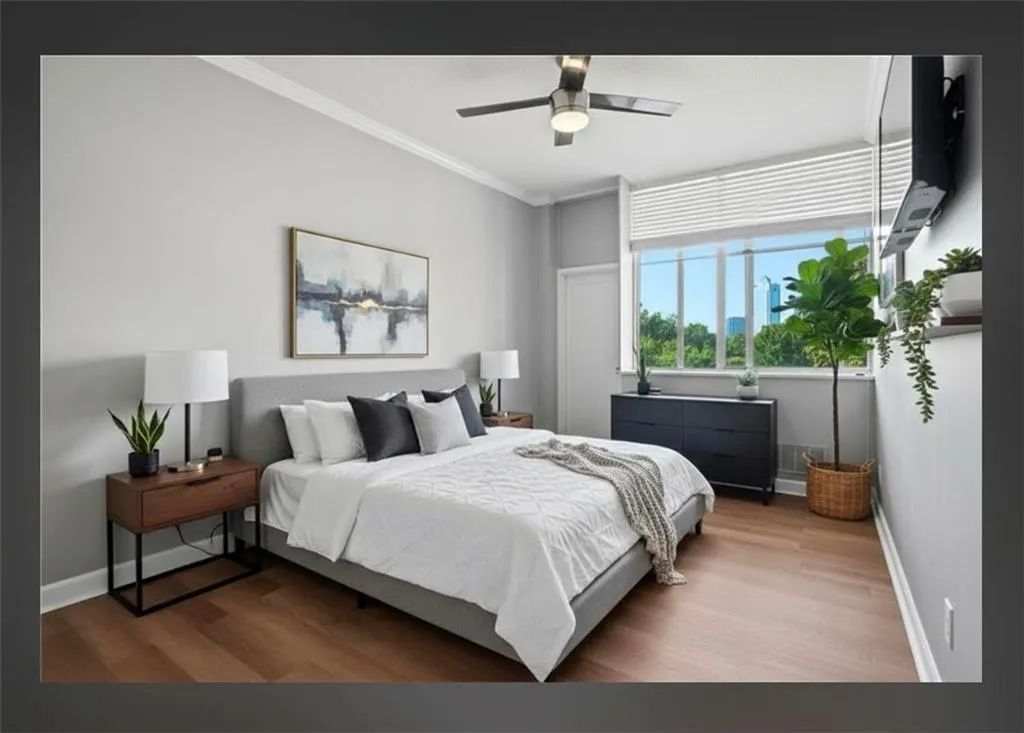 AI furnished example of main bedroom, size may be distorted