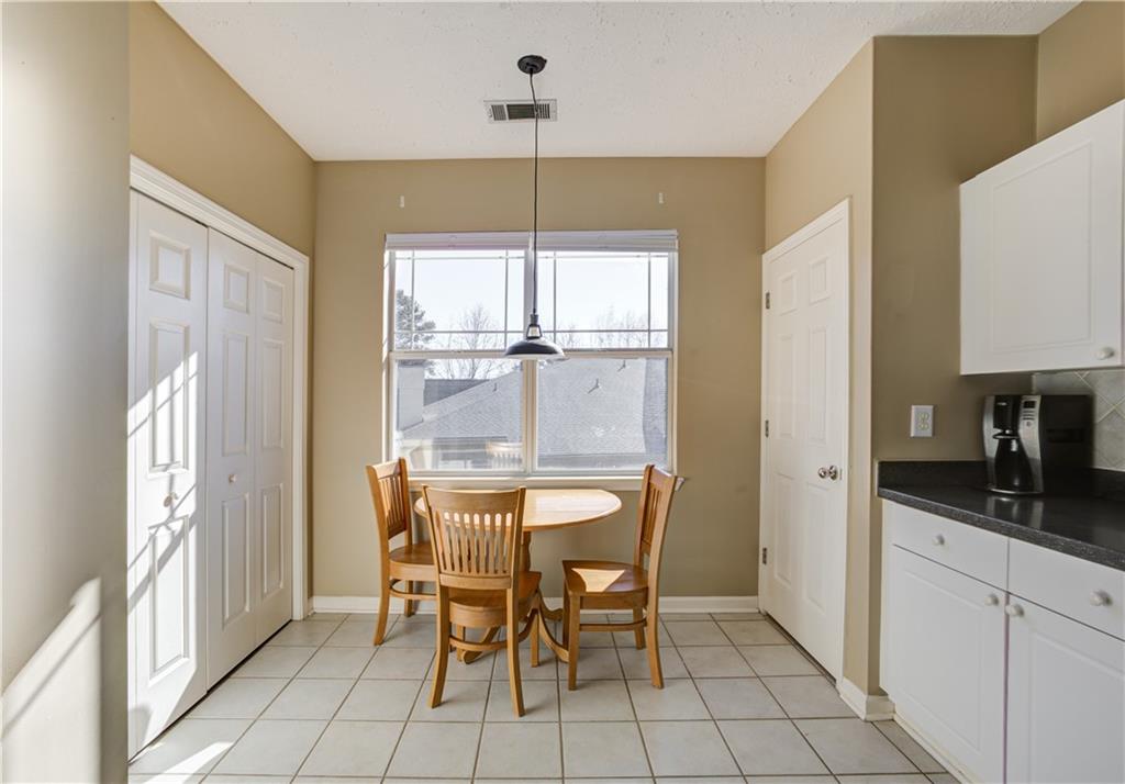 View of tiled dining room