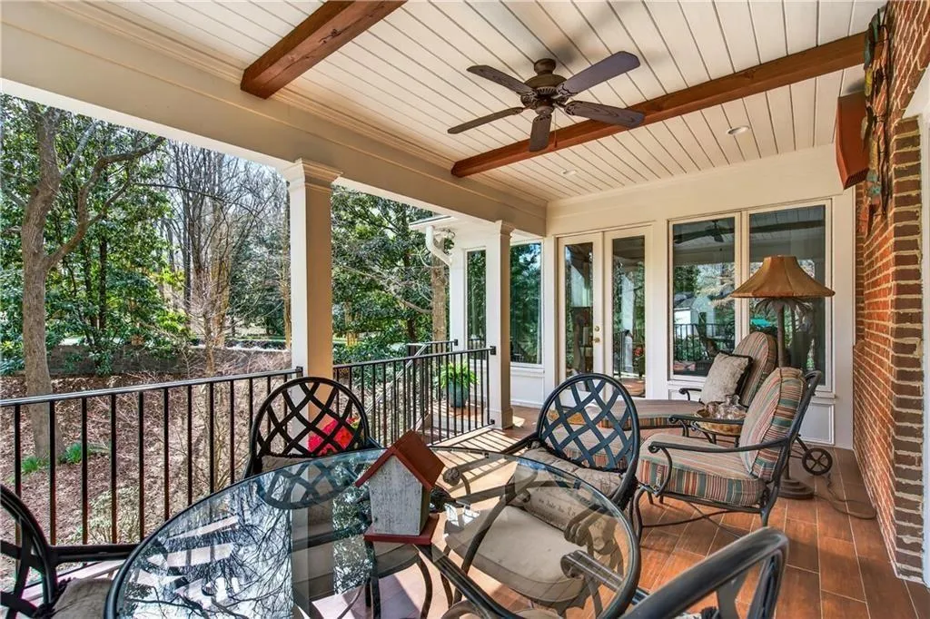 Upper deck with views to parklike backyard.