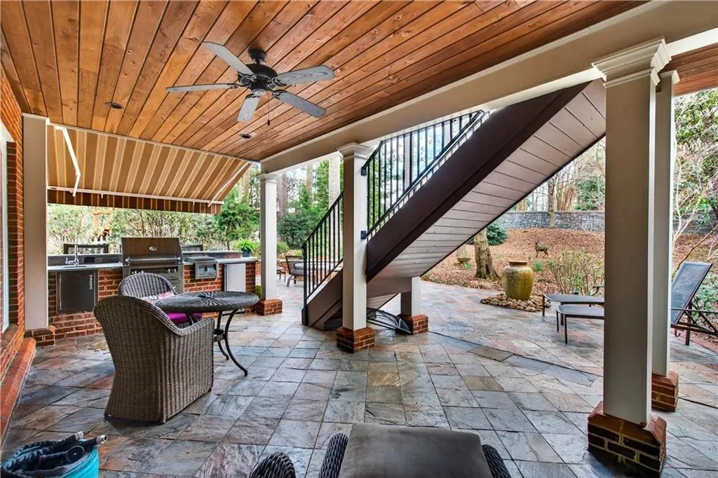 Covered portion of the pation with full outdoor kitchen.