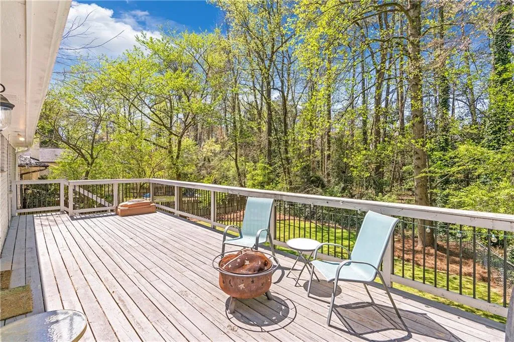 Deck with an outdoor fire pit