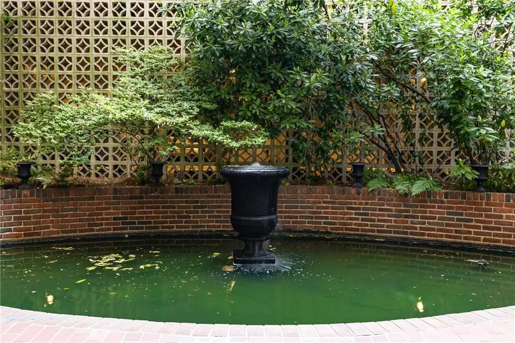 Beautiful fountain on the community patio