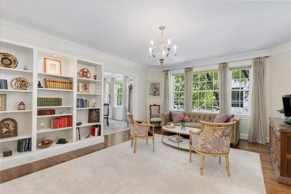 View from Living Room towards the bookcases and Dining Room.