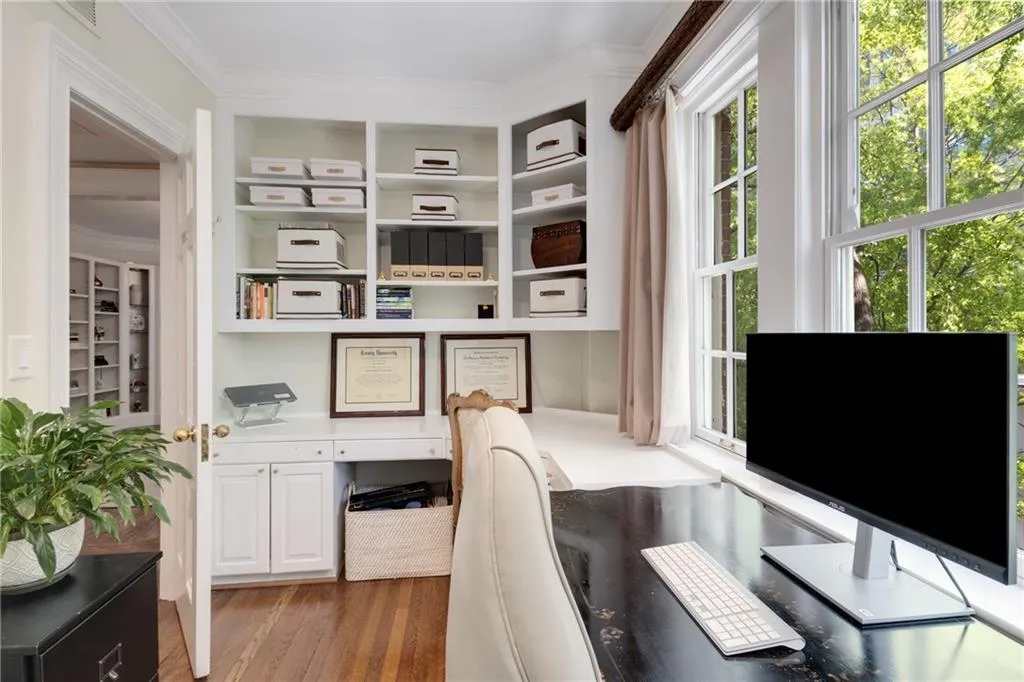 Light filled office with built-ins